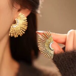 Zara Gold Starburst Large Stud Earrings